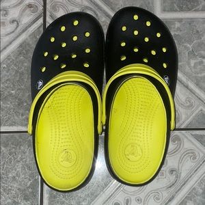 crocs green and black